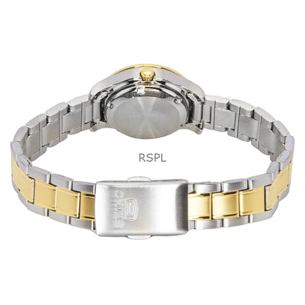 Montre Seiko 5 bicolore en acier inoxydable, cadran noir, 21 rubis, automatique, SYMD94K1, pour femme