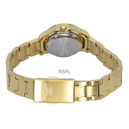 Montre Seiko 5 Classic pour femme, cadran noir, acier inoxydable doré, 21 rubis, automatique, SYMD96K1