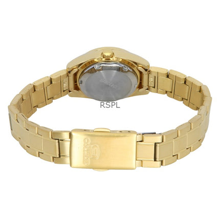 Montre Seiko 5 pour femme, cadran blanc, acier inoxydable doré, automatique, SYMK30K1, 30 m