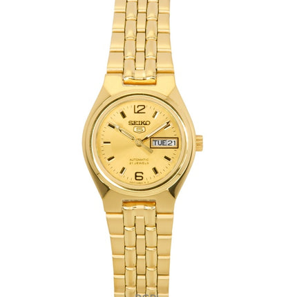 Montre Seiko 5 pour femme, cadran doré, acier inoxydable, automatique, SYMK36K1