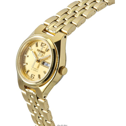 Montre Seiko 5 pour femme, cadran doré, acier inoxydable, automatique, SYMK36K1