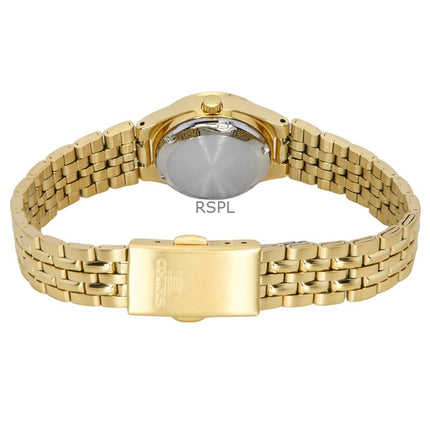 Montre Seiko 5 pour femme, cadran doré, acier inoxydable, automatique, SYMK36K1