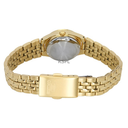 Montre Seiko 5 pour femme, cadran noir, acier inoxydable doré, automatique, SYMK38K1
