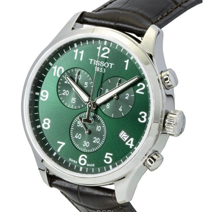 Montre homme Tissot Chrono XL Classic, chronographe, acier inoxydable, cadran vert, quartz, T116.617.16.092.00, 100 m