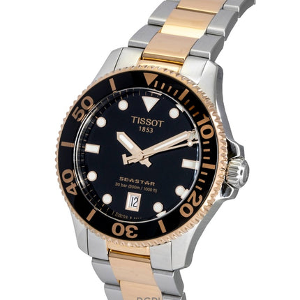 Tissot Seastar 1000 Gold Tone Stainless Steel Black Dial Quartz Diver's T120.210.22.051.01 300M Men's Watch