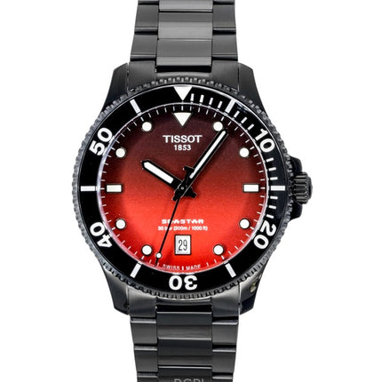 Tissot SeaStar 1000 Stainless Steel Red And Black Dial Quartz T120.410.33.421.00 300M Men's Watch