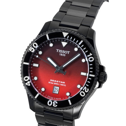 Tissot SeaStar 1000 Stainless Steel Red And Black Dial Quartz T120.410.33.421.00 300M Men's Watch