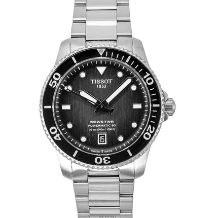 Montre de plongée automatique Tissot Seastar 1000 Powermatic 80 pour homme avec cadran gris T120.807.11.051.00 300M