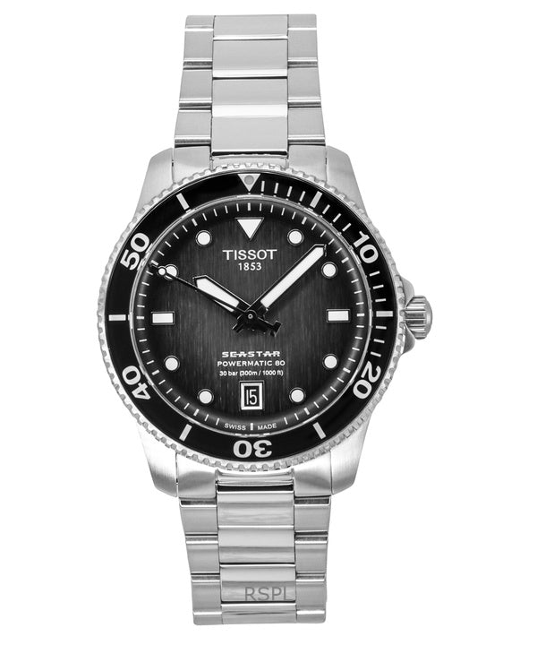 Montre de plongée automatique Tissot Seastar 1000 Powermatic 80 pour homme avec cadran gris T120.807.11.051.00 300M