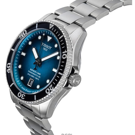 Montre de plongée automatique Tissot Seastar 1000 Powermatic 80 pour homme avec cadran turquoise T120.807.11.091.00 300M