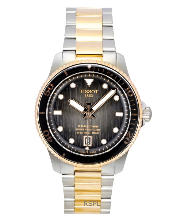 Tissot SeaStar 1000 Two Tone Stainless Steel Black Dial Automatic Diver's T120.807.22.051.01 300M Men's Watch
