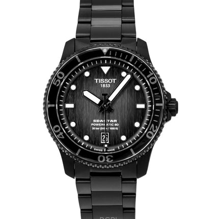 Montre de plongée automatique Tissot Seastar 1000 en acier inoxydable, cadran gris et noir, T120.807.33.051.00, 300 m, pour homme