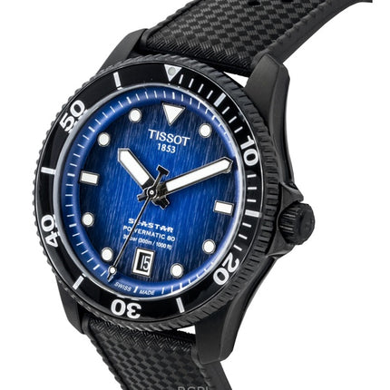 Montre de plongée automatique Tissot Seastar 1000 pour homme, bracelet synthétique, cadran bleu, T120.807.37.041.00, 300 m