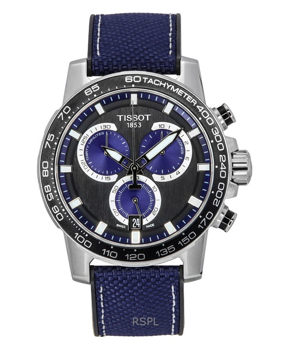 Montre homme Tissot Supersport chronographe, bracelet textile, cadran noir, quartz, T125.617.17.051.03, 100 m