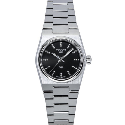 Montre femme Tissot PRX en acier inoxydable, cadran noir, quartz, T137.010.11.056.00, 100 m