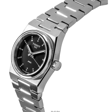 Montre femme Tissot PRX en acier inoxydable, cadran noir, quartz, T137.010.11.056.00, 100 m