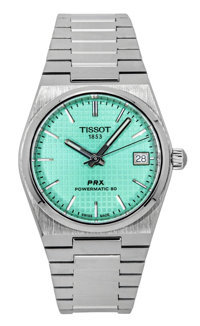 Montre unisexe Tissot PRX Powermatic 80 en acier inoxydable, cadran vert clair, automatique, T137.207.11.091.01, 100 m