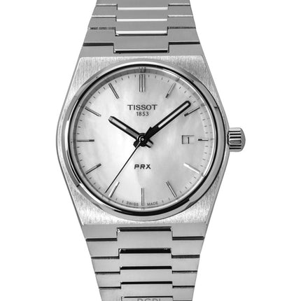 Montre unisexe Tissot PRX Classic Contemporary en acier inoxydable, cadran blanc nacré, quartz, T137.210.11.111.00, 100 m