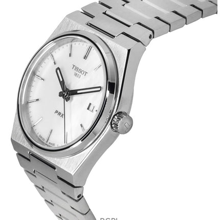 Montre unisexe Tissot PRX Classic Contemporary en acier inoxydable, cadran blanc nacré, quartz, T137.210.11.111.00, 100 m