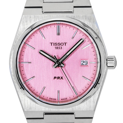 Montre femme Tissot PRX en acier inoxydable, cadran rose, quartz, T137.210.11.331.00, 100 m