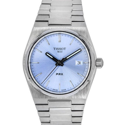 Montre unisexe Tissot T-Classic PRX en acier inoxydable avec cadran bleu clair et quartz T137.210.11.351.00 100M