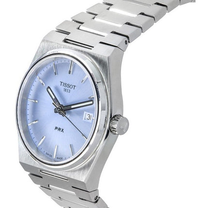Montre unisexe Tissot T-Classic PRX en acier inoxydable avec cadran bleu clair et quartz T137.210.11.351.00 100M
