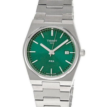 Montre Tissot T-Classic PRX en acier inoxydable avec cadran vert et quartz T137.410.11.091.00 100M pour homme