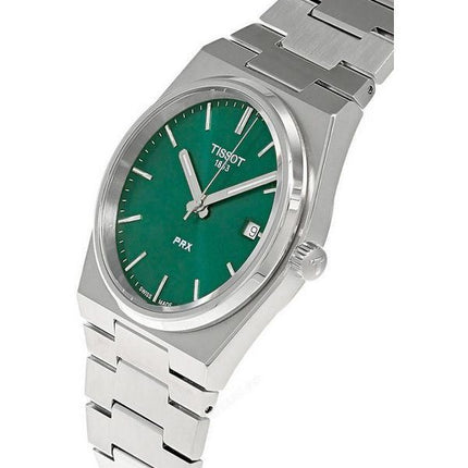 Montre Tissot T-Classic PRX en acier inoxydable avec cadran vert et quartz T137.410.11.091.00 100M pour homme