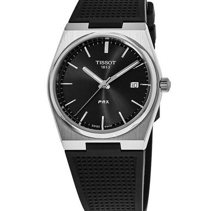 Montre Tissot T-Classic PRX avec bracelet en caoutchouc et cadran noir à quartz T137.410.17.051.00 100M pour homme