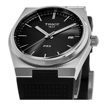 Montre Tissot T-Classic PRX avec bracelet en caoutchouc et cadran noir à quartz T137.410.17.051.00 100M pour homme