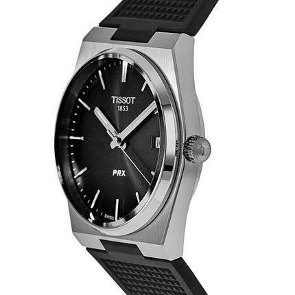 Montre Tissot T-Classic PRX avec bracelet en caoutchouc et cadran noir à quartz T137.410.17.051.00 100M pour homme