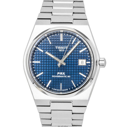 Montre homme Tissot PRX Titanium, cadran bleu, automatique, T137.807.44.041.00, étanche à 100 m