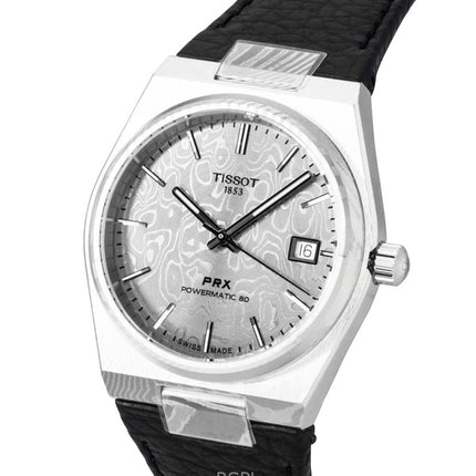 Montre homme Tissot PRX en acier damassé, bracelet synthétique, cadran gris, mouvement automatique T137.807.96.081.00, étanche à 100 m