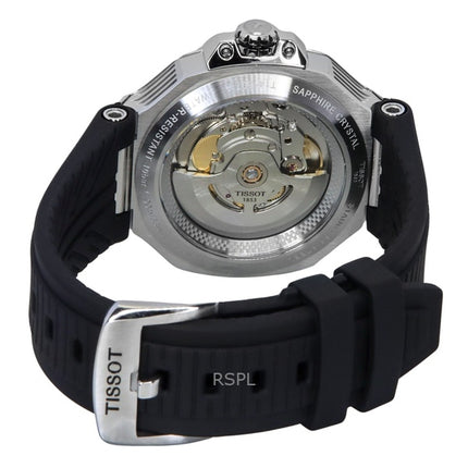 Montre homme Tissot T-Race Powermatic 80, bracelet en silicone, cadran noir, automatique, T141.807.17.051.00, 100 m