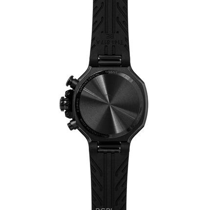 Montre homme Tissot T-Race Chronographe, bracelet en silicone, cadran noir, mouvement à quartz, référence T141.817.37.051.00, étanche à 100 m