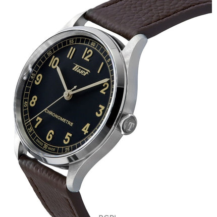 Montre homme Tissot Heritage 1938, bracelet cuir, cadran anthracite, automatique, T142.464.16.062.00
