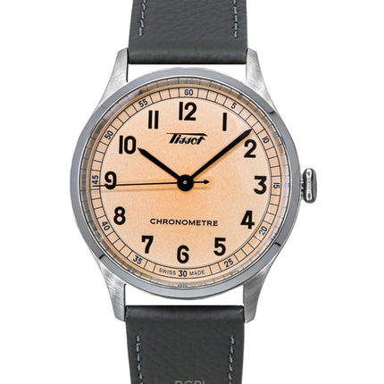 Montre homme Tissot Heritage 1938 automatique avec bracelet en cuir et cadran rose T142.464.16.332.00
