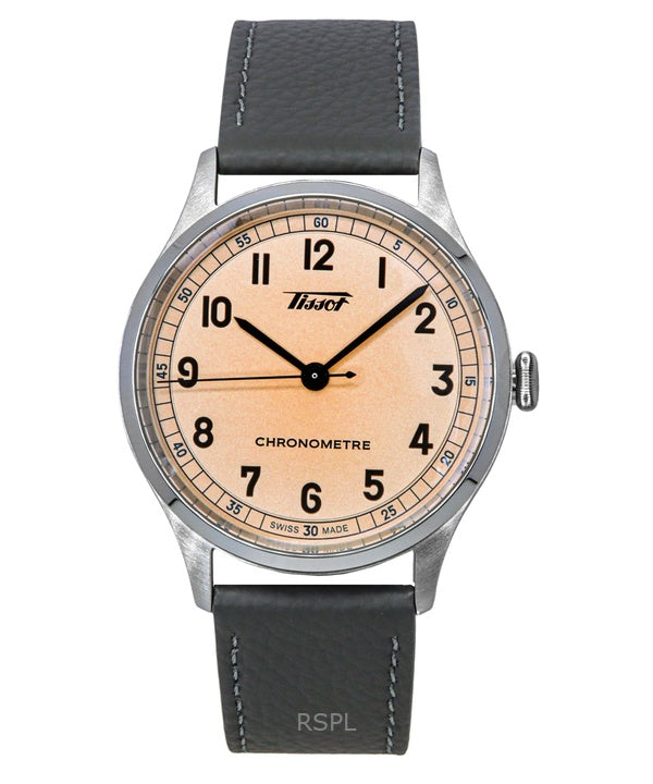 Montre homme Tissot Heritage 1938 automatique avec bracelet en cuir et cadran rose T142.464.16.332.00