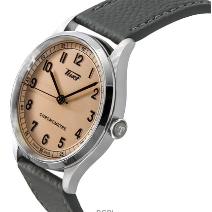 Montre homme Tissot Heritage 1938 automatique avec bracelet en cuir et cadran rose T142.464.16.332.00
