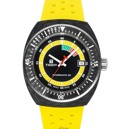 Montre de plongée automatique Tissot Sideral S pour homme, bracelet synthétique, cadran noir, T145.407.97.057.00, 300 m