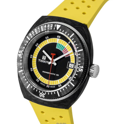 Montre de plongée automatique Tissot Sideral S pour homme, bracelet synthétique, cadran noir, T145.407.97.057.00, 300 m