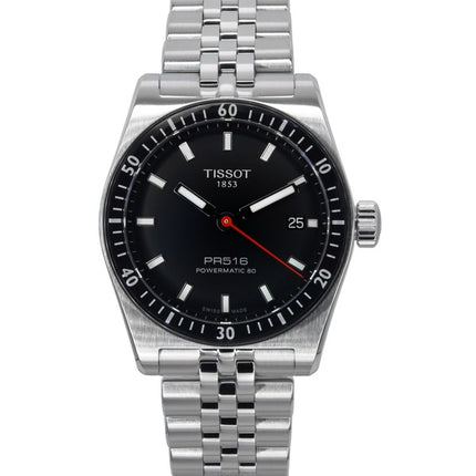 Montre homme Tissot PR516 Powermatic 80 en acier inoxydable, cadran noir, automatique, T149.407.11.051.00, 100 m