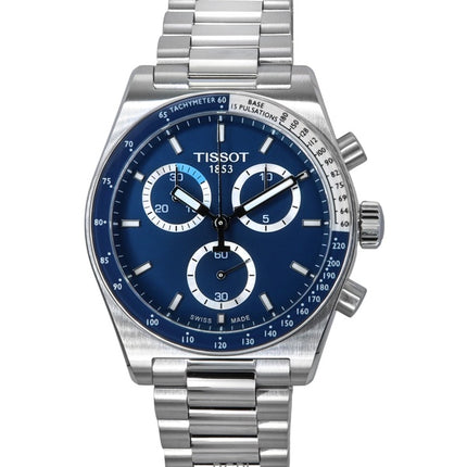Montre homme Tissot PR516 chronographe en acier inoxydable, cadran bleu, quartz, T149.417.11.041.00, 100 m