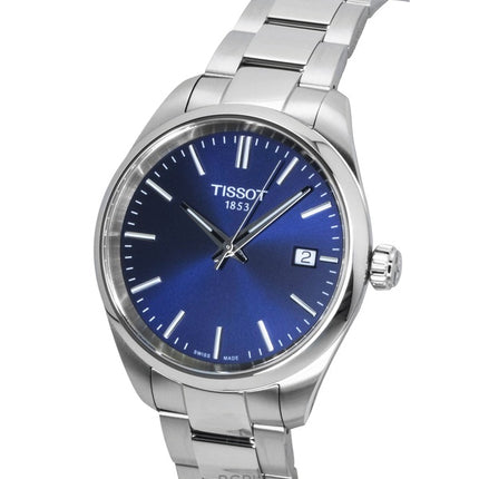 Montre femme Tissot PR 100 en acier inoxydable, cadran bleu, mouvement à quartz, référence T150.210.11.041.00, étanche à 100 m