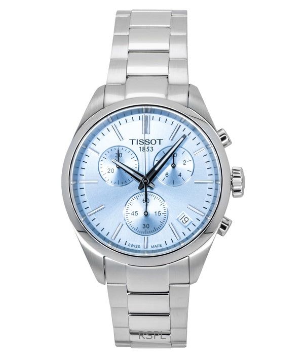 Montre homme Tissot PR 100 chronographe en acier inoxydable, cadran bleu glacier, quartz, T150.417.11.351.00 100M