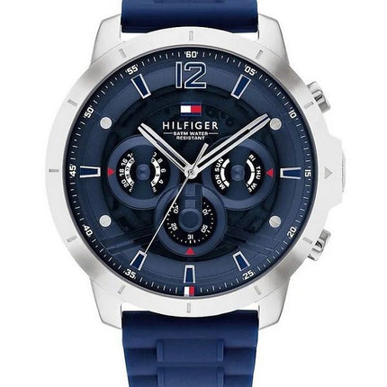 Montre Homme Tommy Hilfiger Luca Bracelet en Silicone Multifonction Cadran Bleu Quartz 1710489