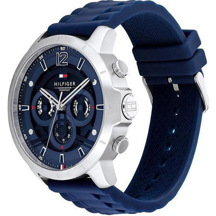 Montre Homme Tommy Hilfiger Luca Bracelet en Silicone Multifonction Cadran Bleu Quartz 1710489