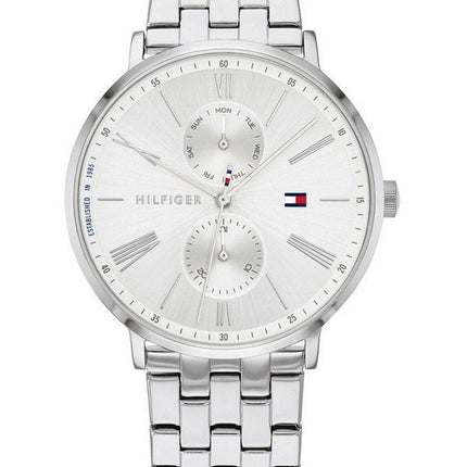 Montre Tommy Hilfiger Jenna multifonction en acier inoxydable avec cadran argenté et quartz 1782068 pour femme