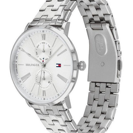 Montre Tommy Hilfiger Jenna multifonction en acier inoxydable avec cadran argenté et quartz 1782068 pour femme