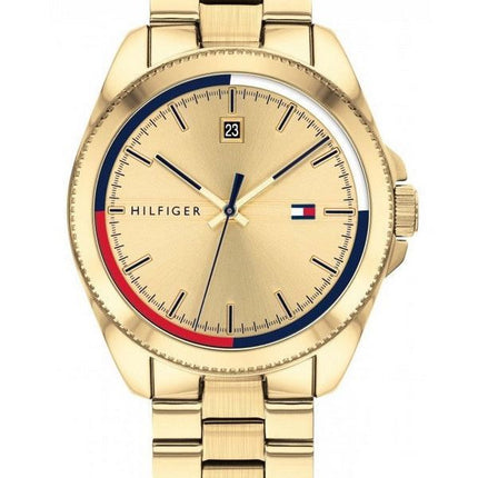 Montre Tommy Hilfiger Riley en acier inoxydable doré avec cadran à quartz 1791686 pour homme